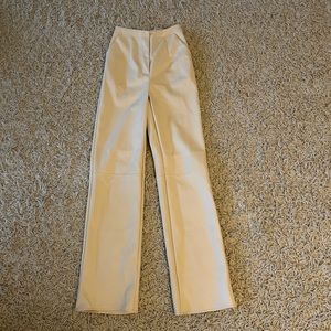 Ivory Faux Leather wide leg Pants